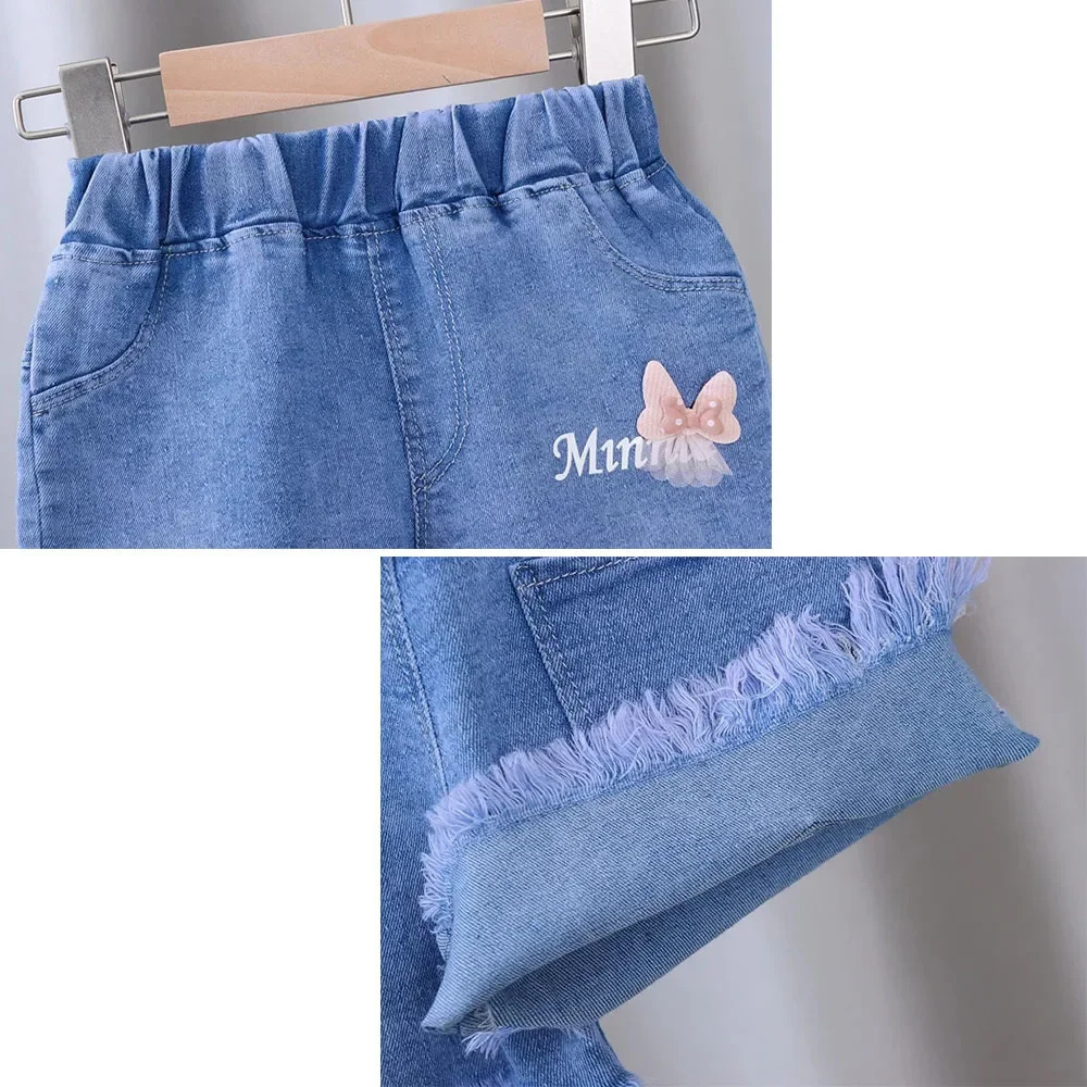 Baby Girls Shorts Jeans Kids Eastic Band Short Pant Summer 1 To 4 Yrs Childrens Cartoon Trousers Korean Style Clothing 250304