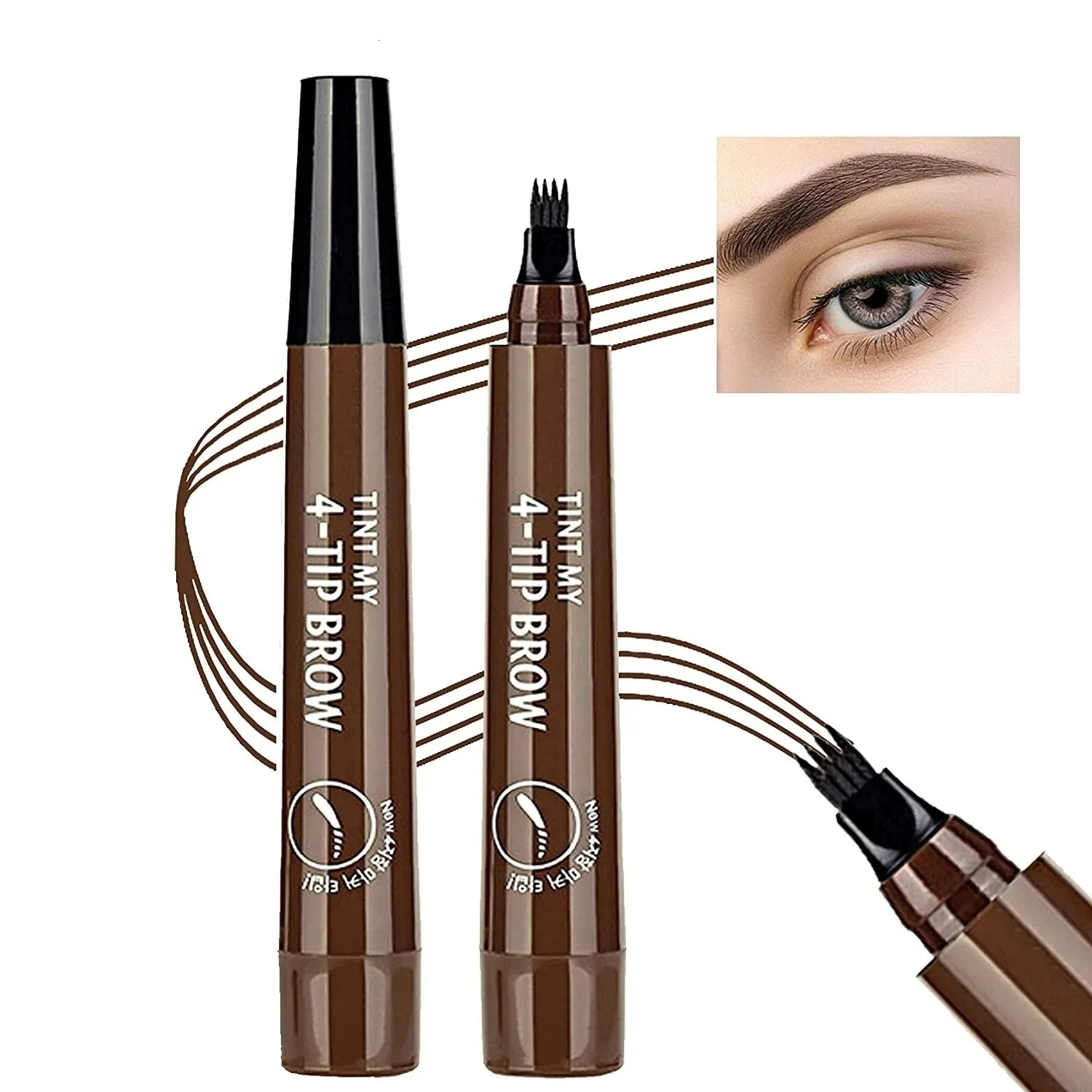 4 Point Eyebrow Pencil Waterproof Liquid 3D Eyebrow Pen Makeup Long Lasting 4 Fork Tip Cosmetic Microblade Brow Pencil 250222