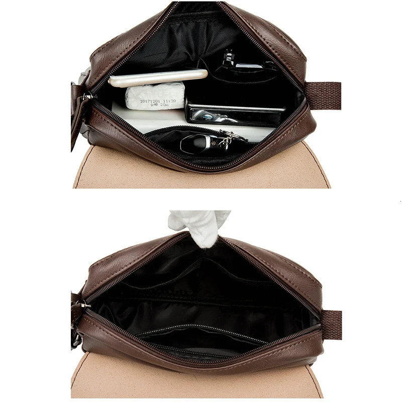 Japanese Style Men Chest Bag Mini Shoulder Bag PU Leather Retro Male Business Crossbody Bags Mens Bag 250303