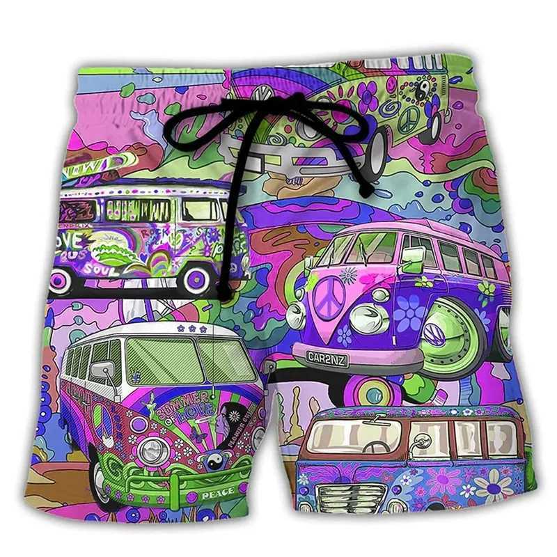 Colorful Graffiti 3D Printed Surfing Board Shorts Cool Summer Street Hip Hop Swim Trunks For Men Kids Vacation Beach ShortsT250304