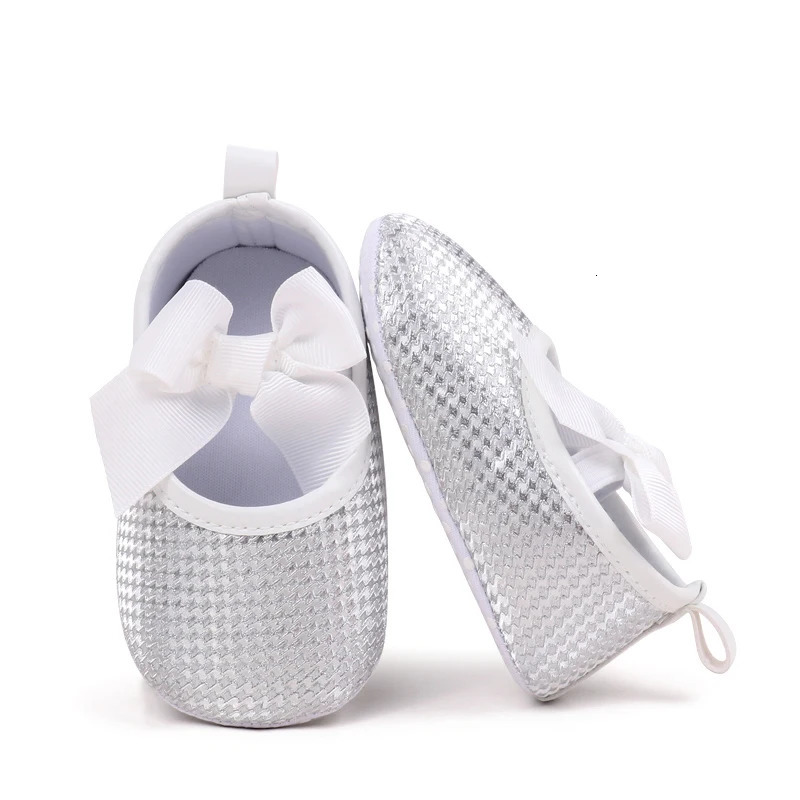 Pudcoco cute flat shoes for baby girls non slip soft sole Mary Jane with bow suitable casual walking borns 250303