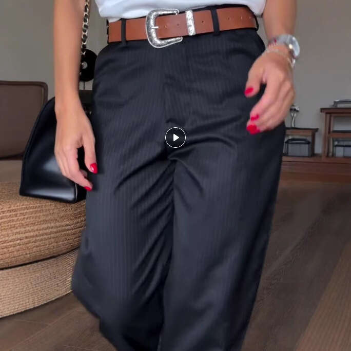 European American Spring and Autumn Women's High Waist Simple Straight Tube Versatile Design Sense Pants 2025 New Casual Fashion Trendy Clothing