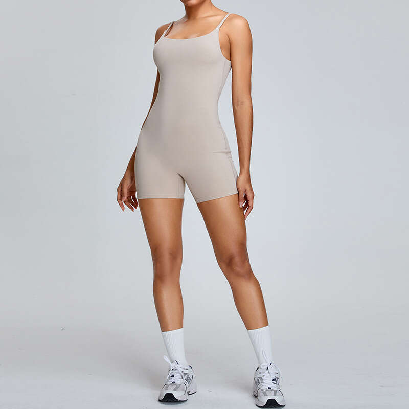 European and American nude women's high-intensity outdoor fiess yoga jumpsuit 2025 new casual versatile fashion clothing