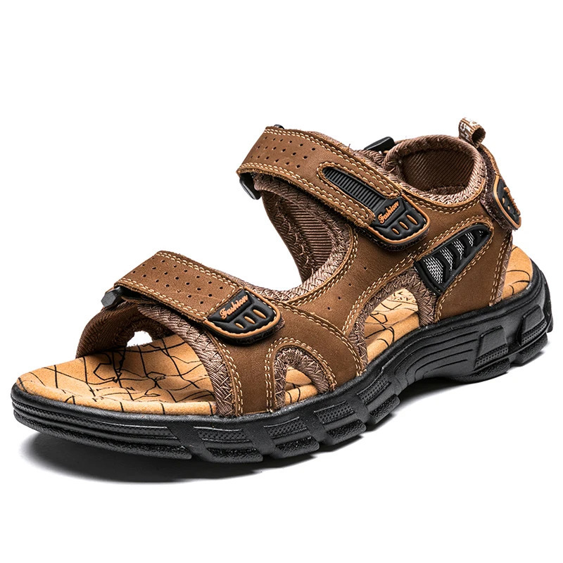 Classic Mens Sandals Summer Genuine Leather Sandals Men Outdoor Casual Lightweight Sandal Fashion Men Sneakers Size 38- 250303