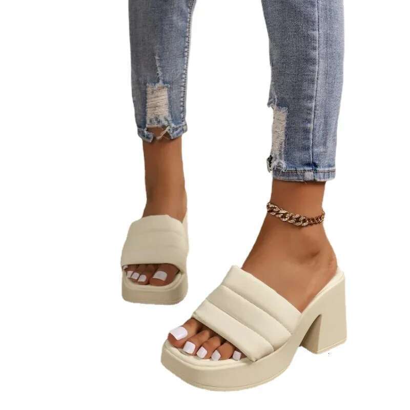 Heels Summer High Slippers Women Chunky Sandals Design New Casual Shoes Platform Sgback Flip ps atos Femme Pumps