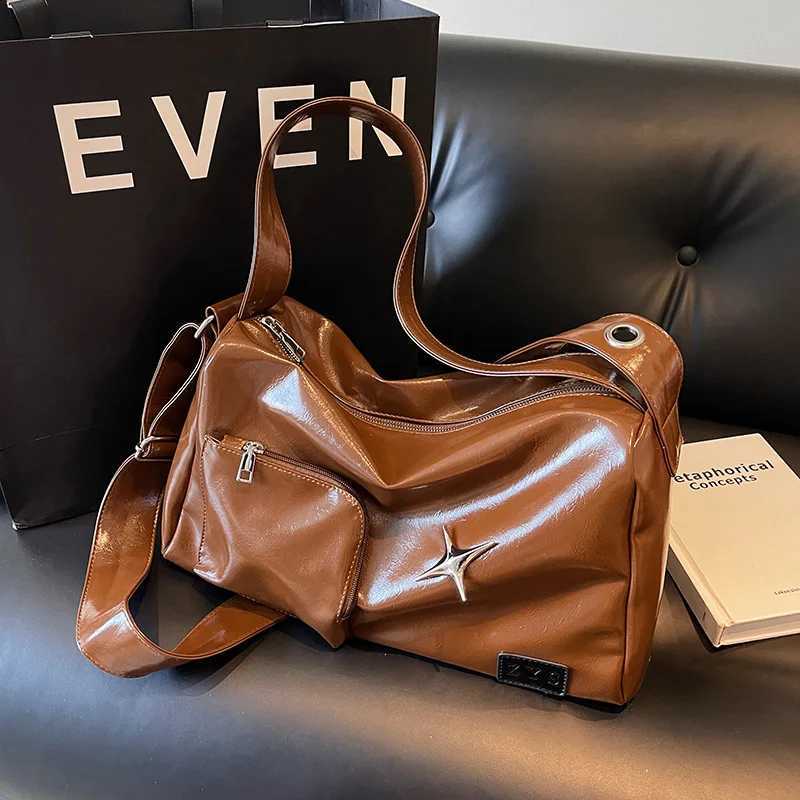 Brand Designer Oil PU Leather Womens Shoulder Bag Retro Crossbody Bag Large Capacity Pillow Bowling Handbag Y250303