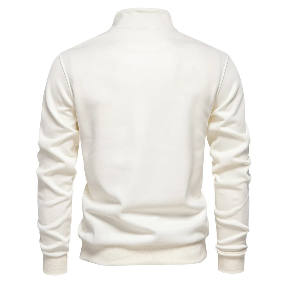 AIOPESON Mens Mock Neck QuarterZip Sweatshirts Causal Social Pocket Light Weight Stand Collar Pullover Sweatshirt for Men 250304