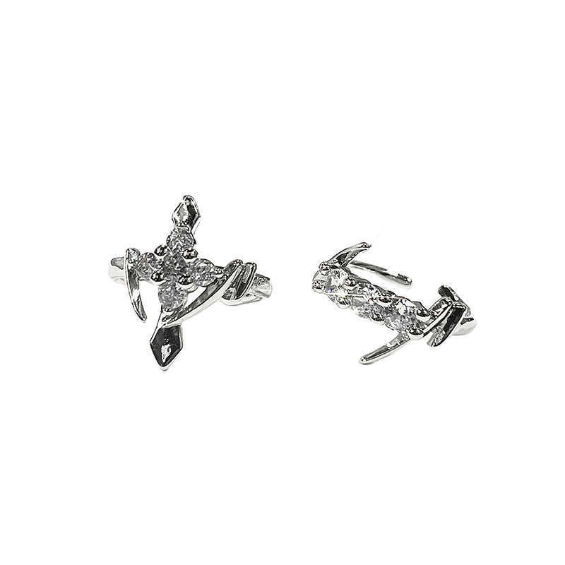 Couple Rings Small niche design sacred contract full diamond zircon high-end cross ring trendy and cool neutral index finger ring female H25303