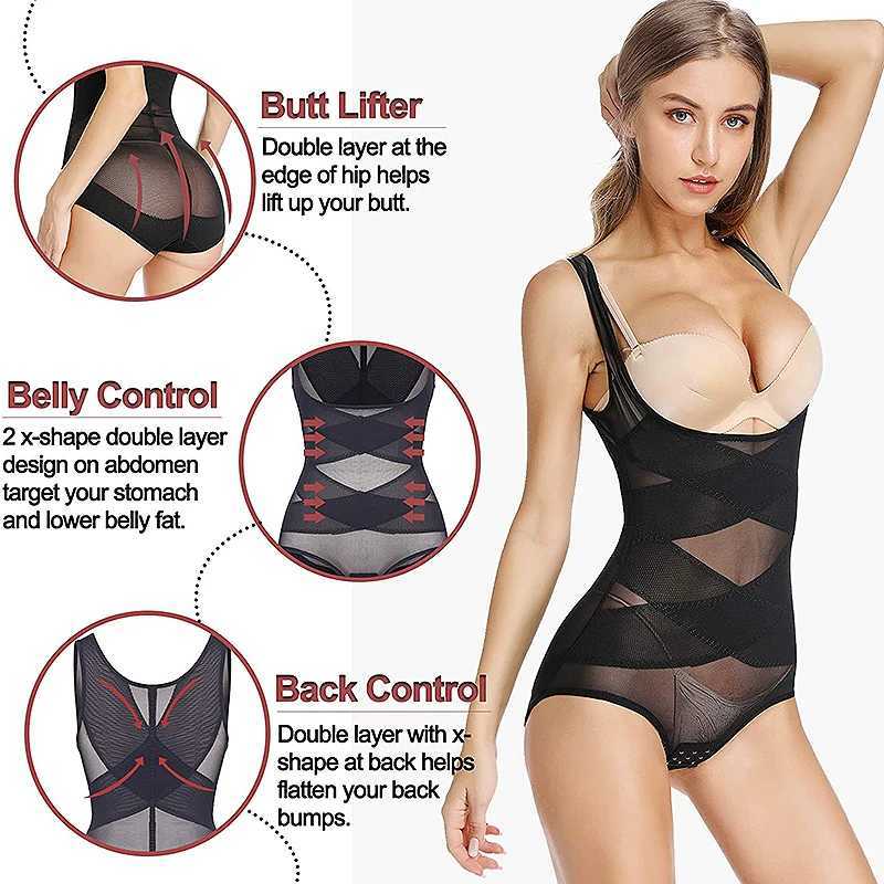 Shapewear Bodysuit for Women Tummy Control Butt Lifter Panty Hi-Waist Trainer Stomach Body Shaper Slimming GirdlesXJ250304