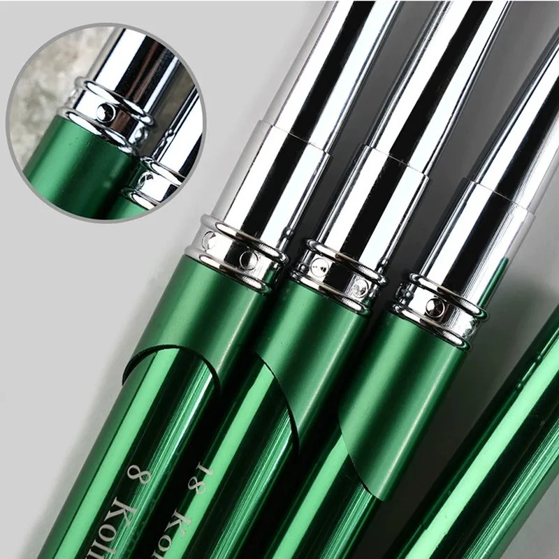 Green nail art brush Kolinsky nylon hair brush gel UV polishing tool carving painting nail chalk 250304