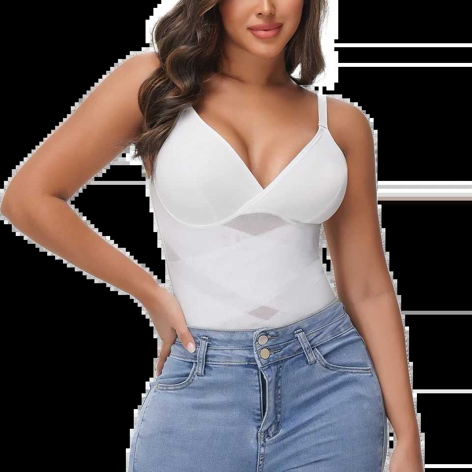 V Neck Shapewear Bodysuit Tummy Control Waist Trainer Body Shaper Open Crotch Shapewear Slimming Open Crotch UnderwearXJ250304