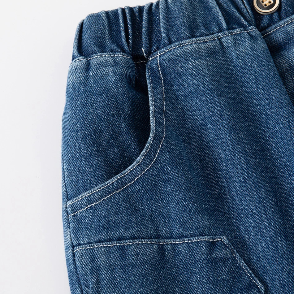 Boys Summer Jean Shorts Solid Color Fashion Trendy Cropped Pants Kids Denim Elastic Waist Casual childrens Short 250303