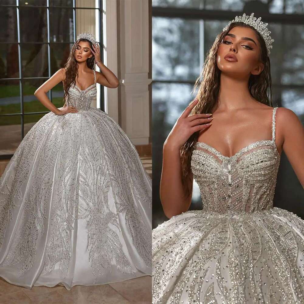 Wedding Dresses, Organza Backless Court Gown, Shining Sequins, Bridal Customized Dress