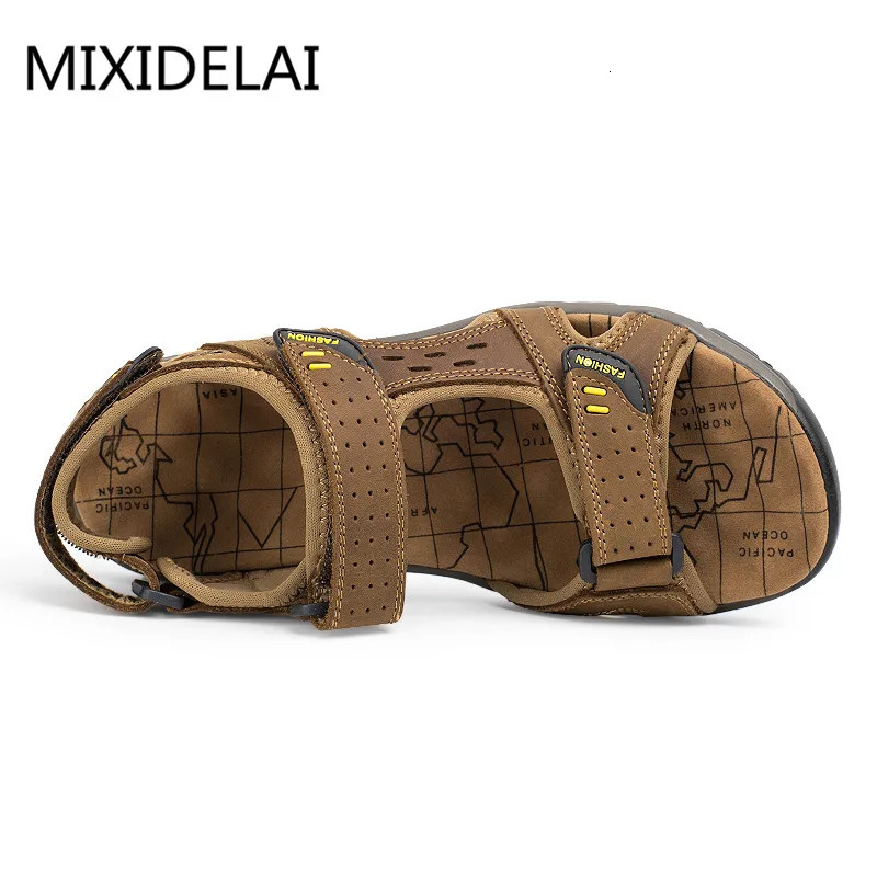 Fashion Summer Leisure Men Shoes Beach Sandals High Quality Genuine Leather Sandals Soft Large Size Mens Sandals Size 38-48 250303