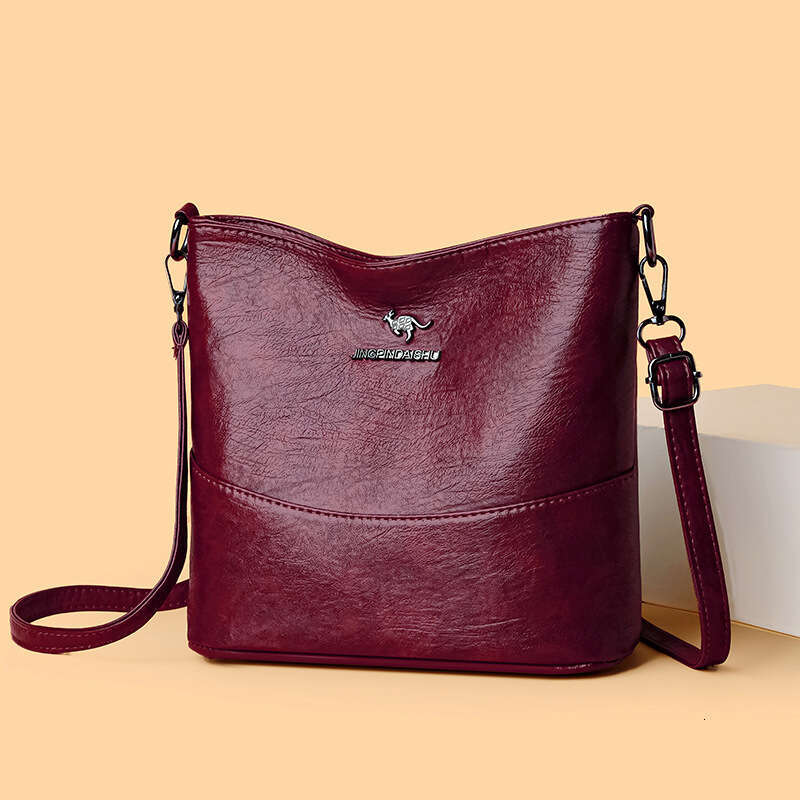 Minimalist Women's Bucket Fashionable New Style, Spliced Bag, Wide Shoulder Strap, Crossbody Bag