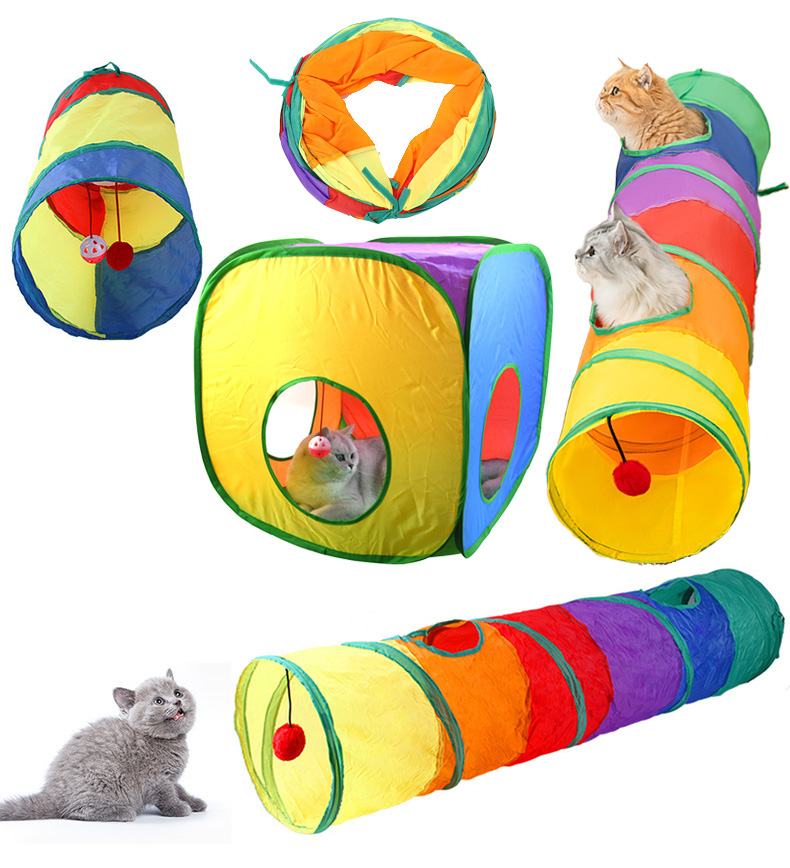 Toys for Cat Tunnel Tube Foldable Cube Cat Games Tunnel Kitten Toy Tent House Fun Pet Tube for Small Dogs Training Accessory