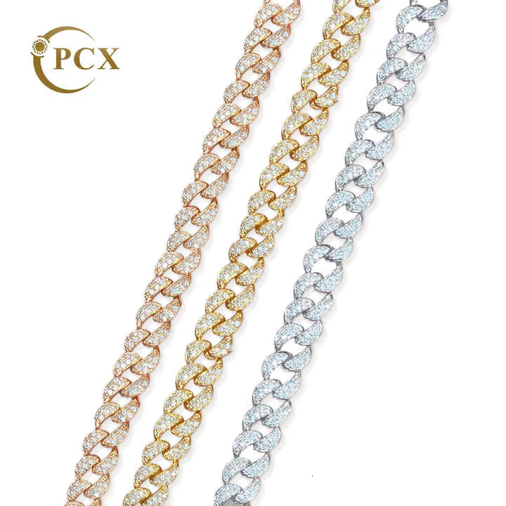 PCX Men Jewelry Iced Out Hip Hop Cut Lab Moissanite Dia Cuban k Chain 9k Gold Bracelet