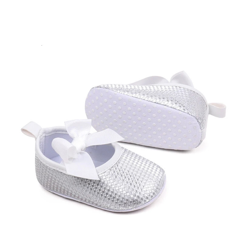 Pudcoco cute flat shoes for baby girls non slip soft sole Mary Jane with bow suitable casual walking borns 250303