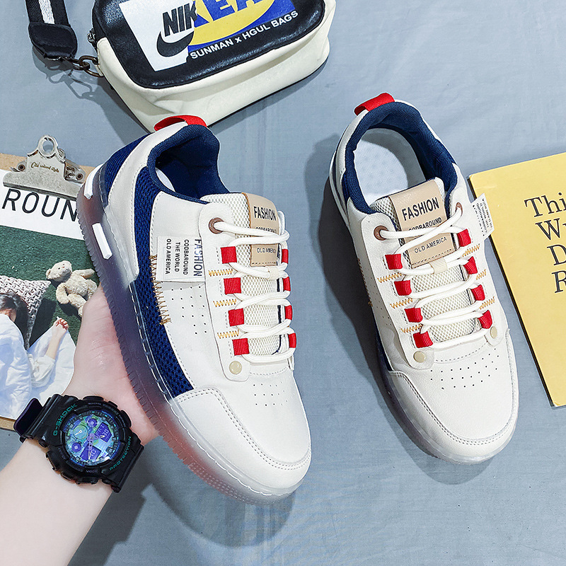 2025 New Outdoor Breathable Mesh Sports Shoes Personalized Fashionable Versatile Men's Board Shoes Niche Design Style Korean White Board Shoes