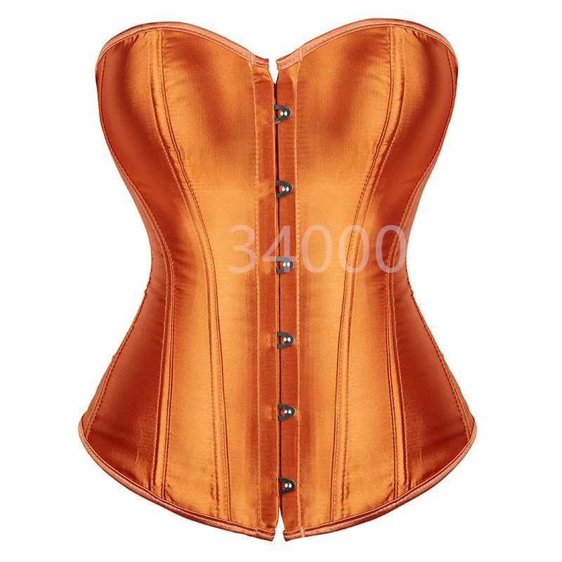 Caudatus Corset Womens Top Corset Satin Sexy Lace Strap Corset Brocade Retro Style Korsett Plus Size OrangeXJ250304