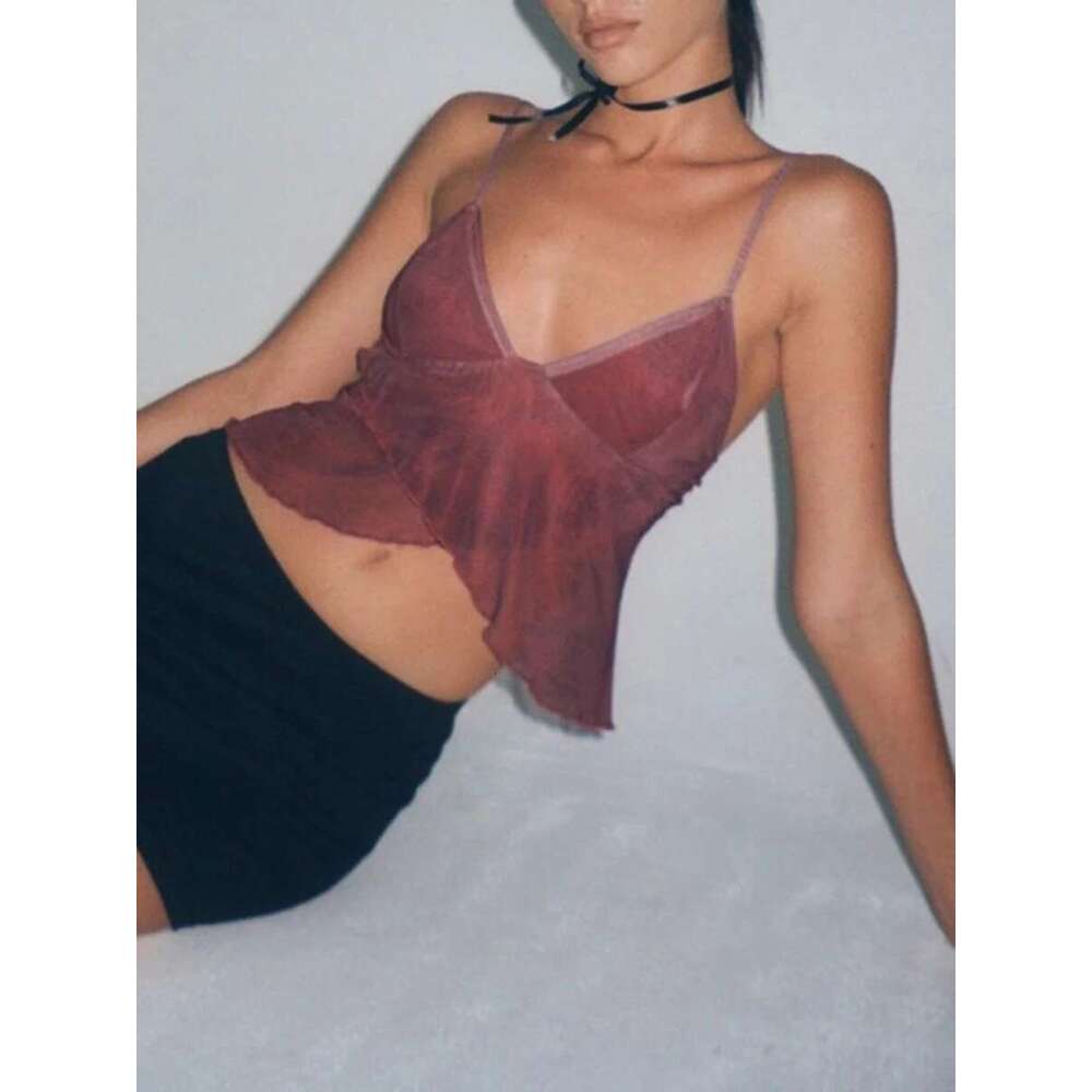 Camisoles Women ral Spaghetti Straps V-Neck Sleeveless Tank Summer Backless Vests Crop Tops y2k Aesthetic Streetwear