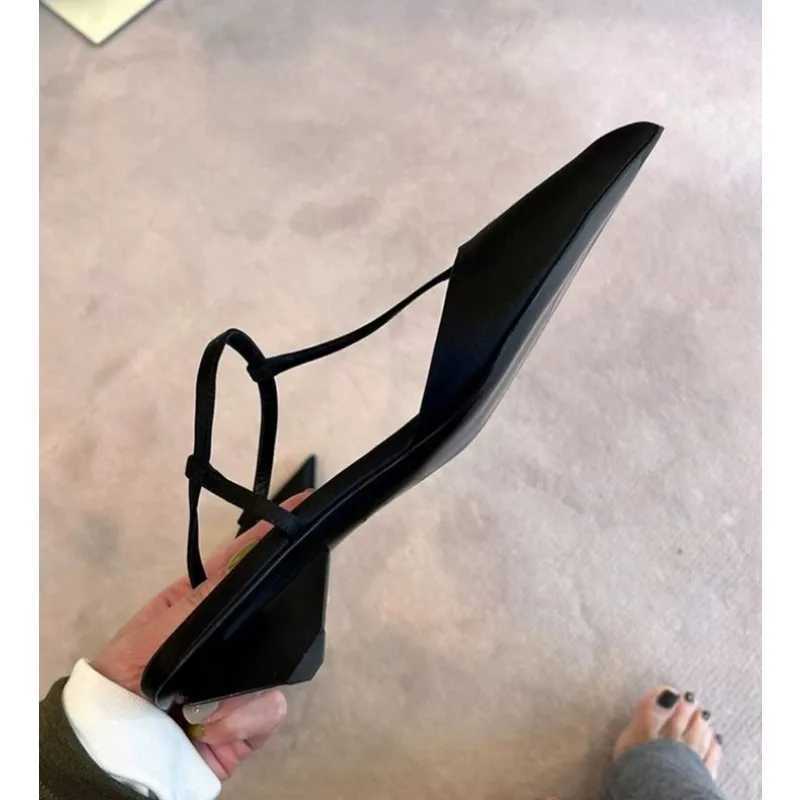 New Elegant Satin Pointed Toe Back Empty Sandals Wens e-word Buckle Sexy Kitten Heel Wens High Heel Pumps Sandals Y250303