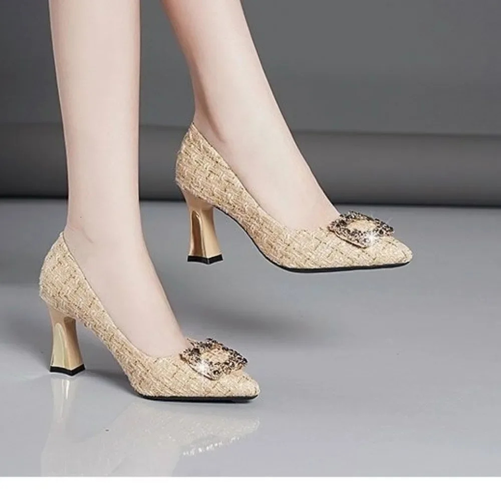 High Heels Women Spring Bling Pointed Toe Thin Heels Women Shoes Sexy Dress Wedding Pumps Heeled Shoes Zapatos De Mujer 250228
