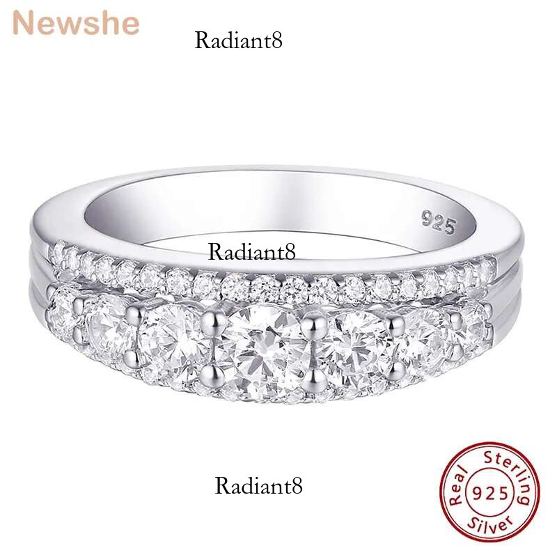 Newshe Sterg Sier Eternity Ring Wedding Band for Women 1.1ct Round White AAAAA Cz Size 4-13