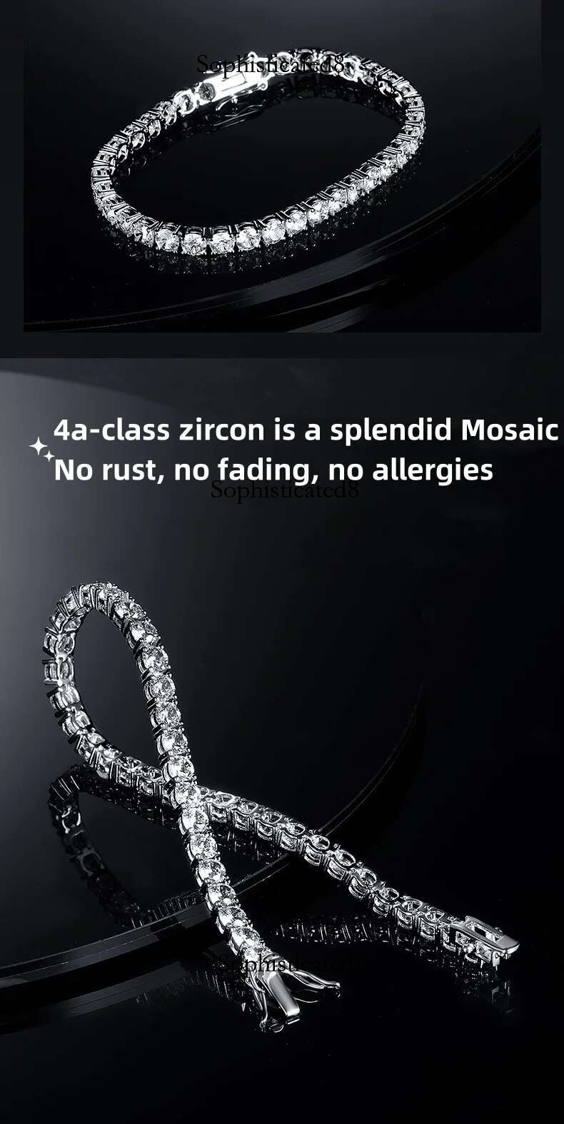 Factory price sier plated gold 4A grade Zircon tennis bracelet for men and women fashion personality exquisite jewelry