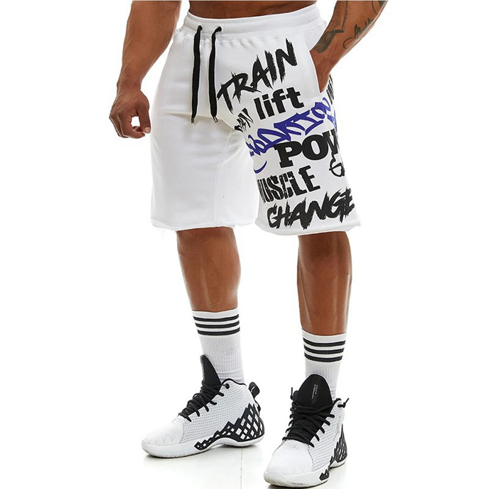 Mens Cotton Gym Shorts Hip Hop Summer Knee Length Fitness Sports Training Running Loose Male Casual Exercise Basketball 250225