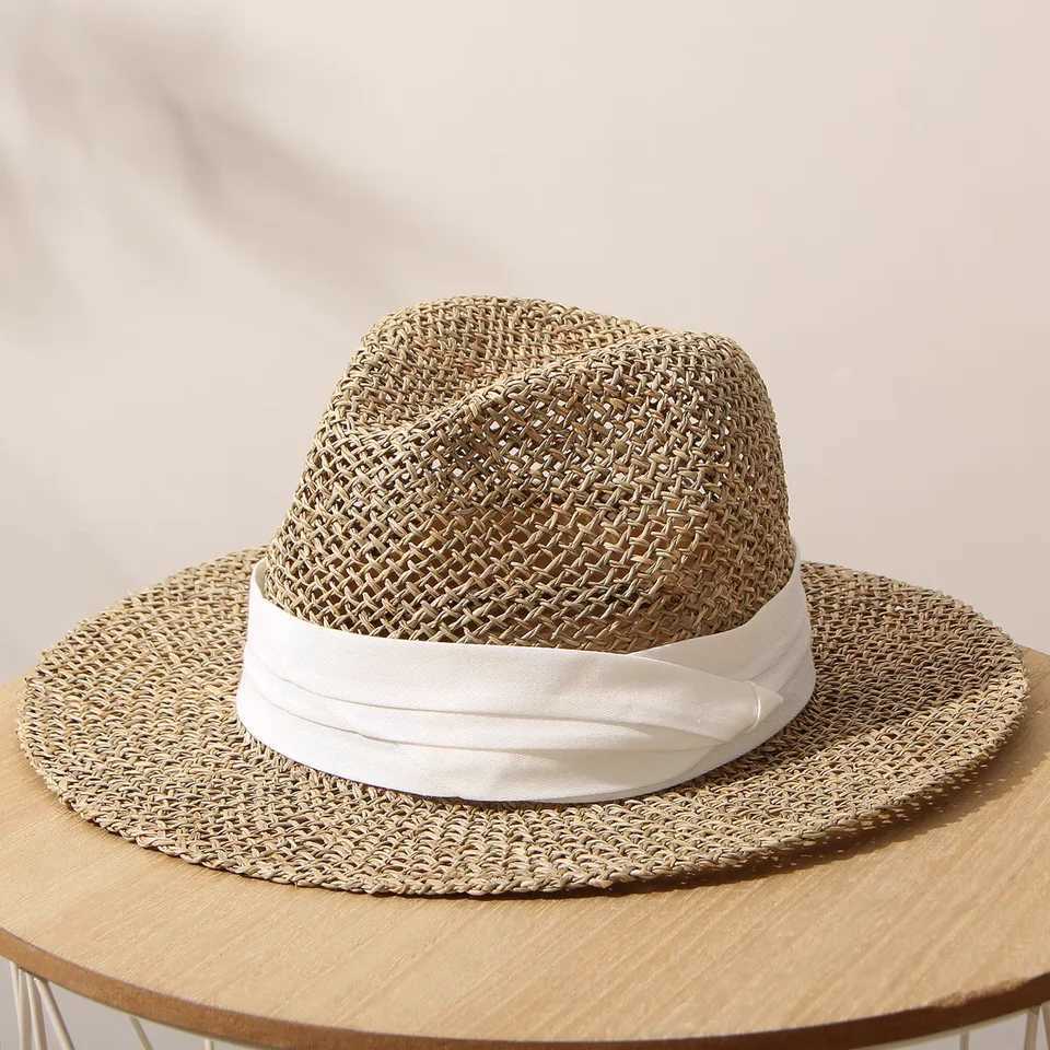 summer str hat for women ladies Luxury Sun hat Fedora summer hat beach hat French Panama hat Wide Brim men c colorful stripXJ250304