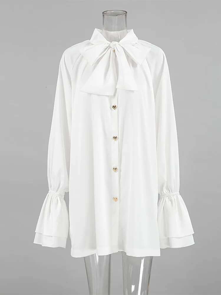 Elegant Bow Satin Mini Shirt Women Long Sleeve Single Breasted A-E Dresses 2025 Spring Summer Lady Commute Vestidos
