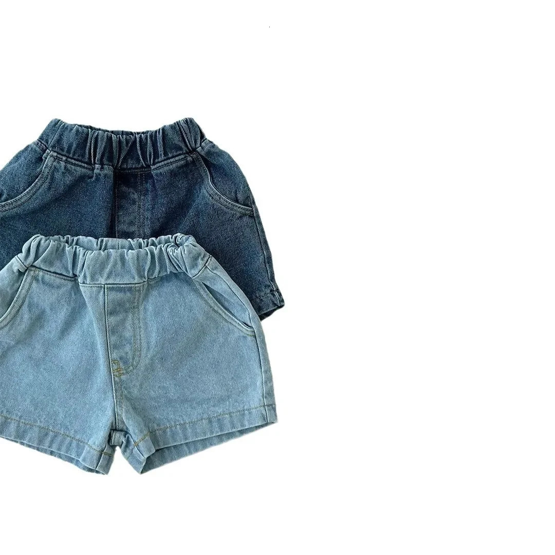 8482 Baby Boys Shorts Summer Korean Solid Color 1-7Year Kids Pocket Pants Denim Shorts 250304