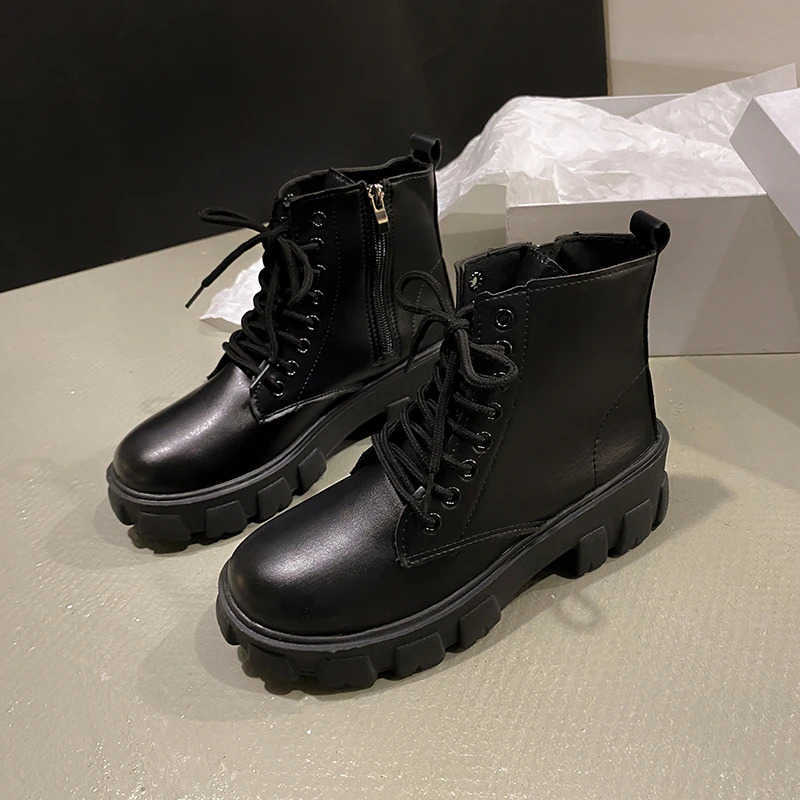 2024 New Autumn/Winter Korean Style Cfortable Mid-calf Wens Shoes Fionable Thick-soled Lace-up Side Zipper Wens Boots Z250304