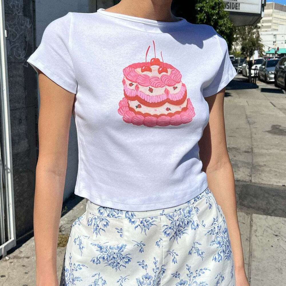 European and American y2k pure cotton women's round neck printed spicy girl short sleeved T-shirt 2025 new casual versatile fashion clothing