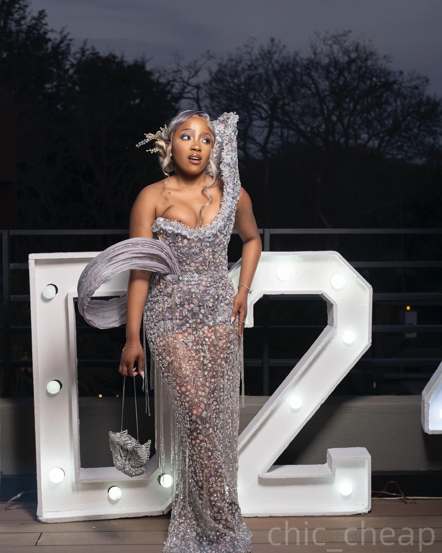 Silver Mermaid Prom Dresses 2025 Rhinestones Beaded Sequined Stylish Evening Formal Party Second Birthday Engagement Gowns Plus Size Dress For Special