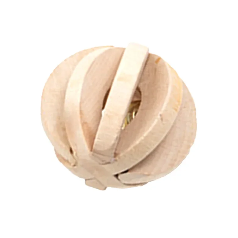 Cute Natural Wooden Rabbits Hamster Toys Pine Dumbells Unicycle Bell Roller Toys for Guinea Pigs Rat Small Pet Molars Supplies