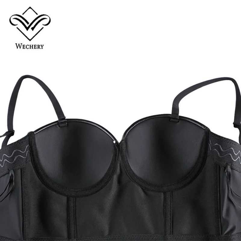 Wechery Women Leather Corset Top Crop Bustier Gothic Bra Push Up Bodice Sexy Lingerie Corselet Party Short Camis Plus Size 6XLXJ250304