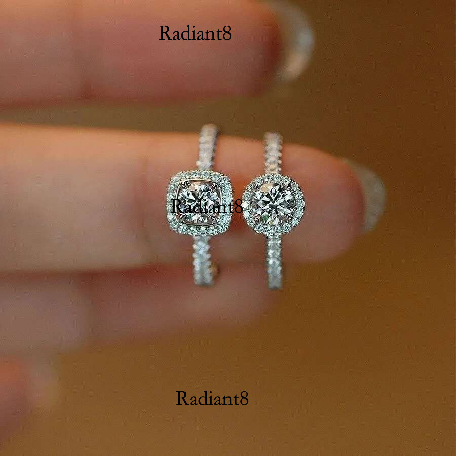100% Real Moissanite Ring Adjustable Size S Sliver D VVS1 Pass Dia Test Pen GRA Certificate Plating Rings for Women
