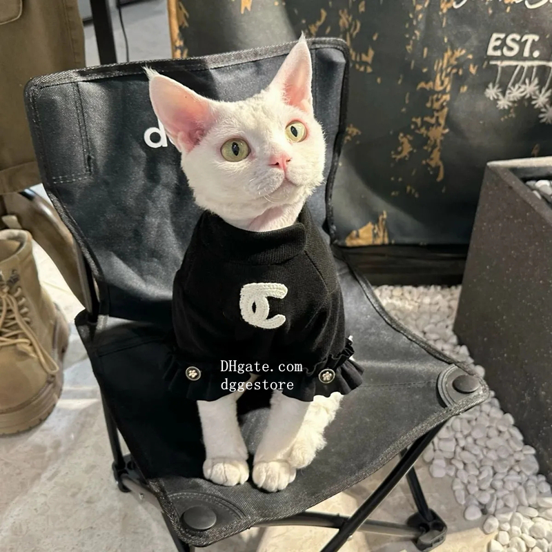 Designer Clothes Sphynx Hairless Sweater Shirt Kitten Soft Devon Rex Pullover Cute Cat Pamas Jumpsuit Cotton Pet Winter Turtleneck for Cats Black S Fr