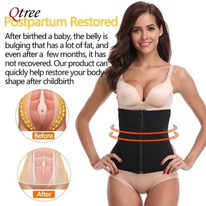 Qtree Waist Trainer for Women Corset Belly Cincher Tummy Control Bustier Shapewear Slimming Body Shaper Neoprene Workout GirdleXJ250304