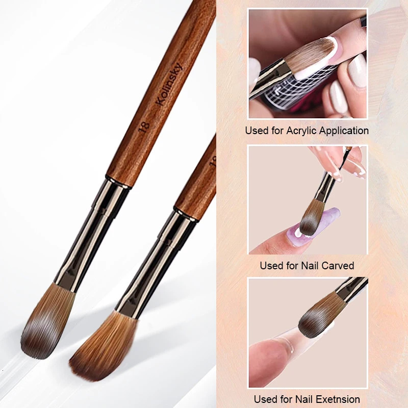 100% pure Kolinsky hair acrylic nail brush sandalwood handle nail brush used for acrylic applications and acrylic power professional 250304