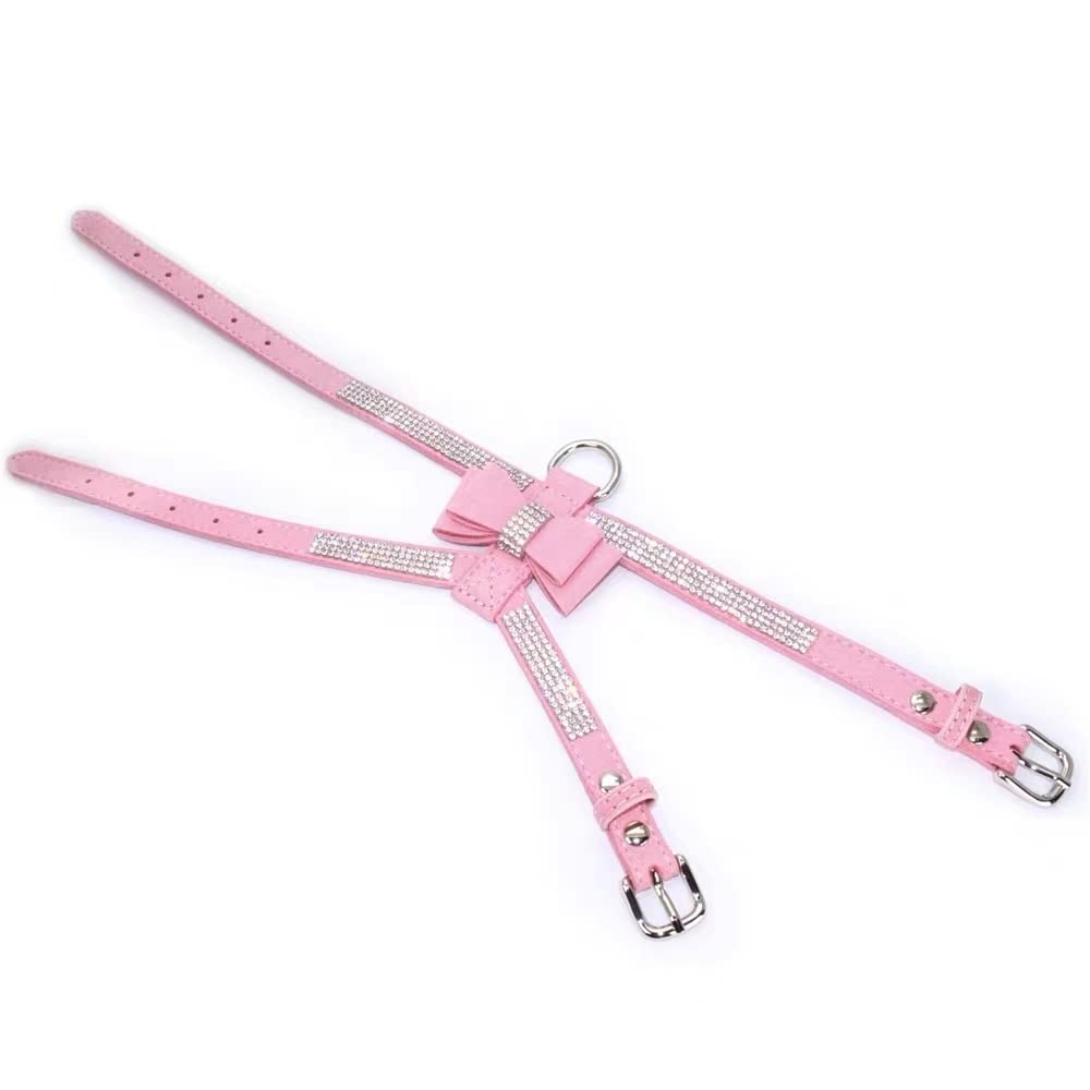 Bling Dog Harness for Girls,Rhinestone Cat Vest Harnesses with Bow Tie Puppy Kitty Cute Fancy Sparkling Pretty Crystal Diamond for Small Pet Yorkie Ch