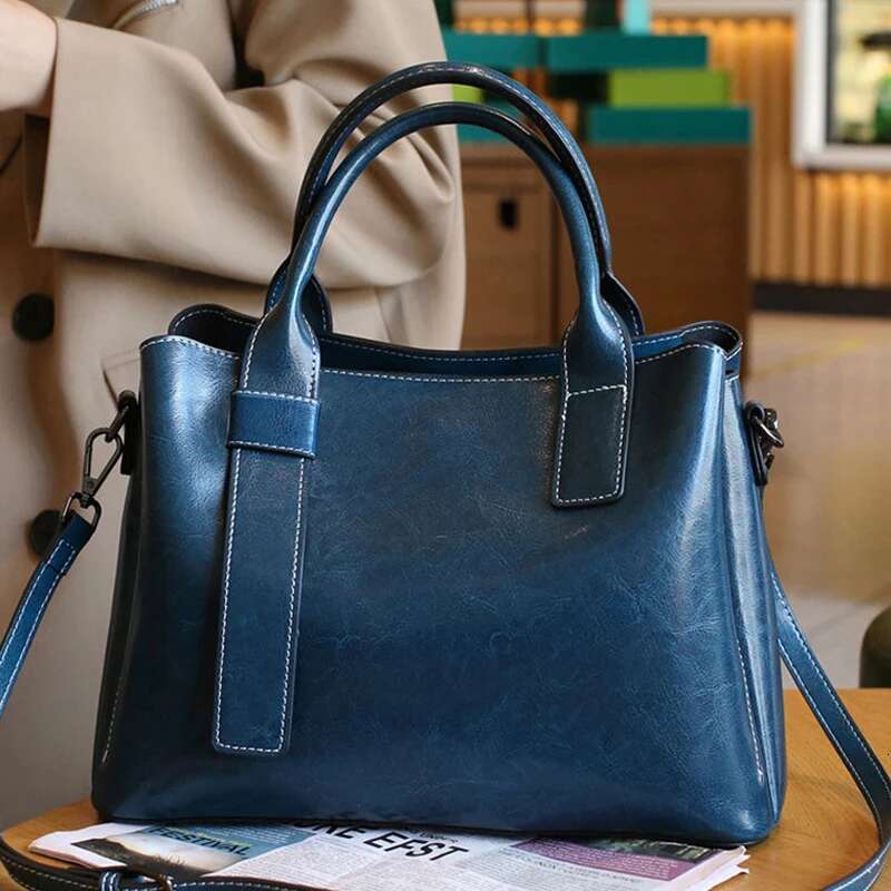 Cowhide Women's Tote Bag 2024 New Large Capacity Genuine Leather Women Shoulder Crossbody Bags Fashion Female Handbag 6002