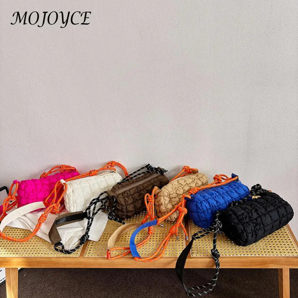 Stylish Women Quilted Cloud Bag with Braided Rope Strap Spacious Padded Crossbody Bag for Daily Use 250303