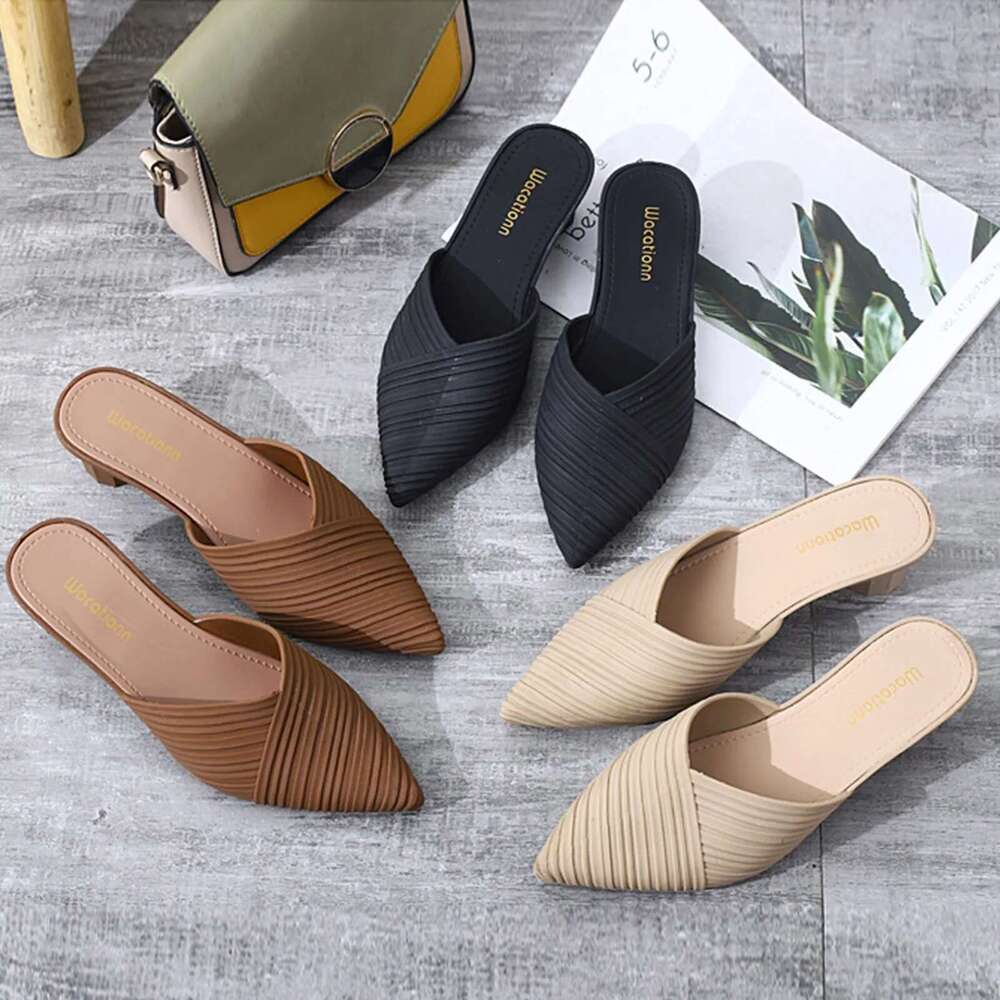 Toe Low Pointed Heeled Women'S Summer Casual Fashion Sandals Anti-Odor And Non-Slip
