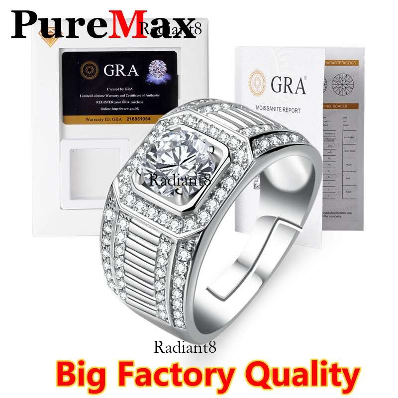 PureMax D Color Copper Plating Gold Simple Moissanite For Engagement Wedding Men Ring with GRA