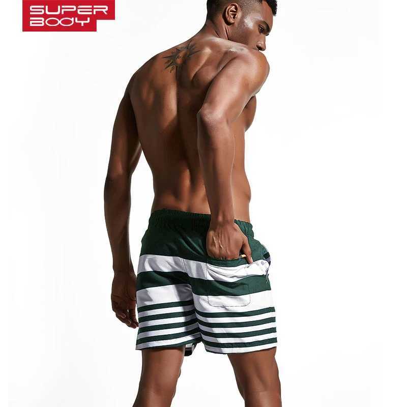 Beach Pants Summer New Style Mens Swim Shorts Pocket Mens Swimming Shorts Quick Dry Beach Trunks Swimwear with Mesh LiningT250304