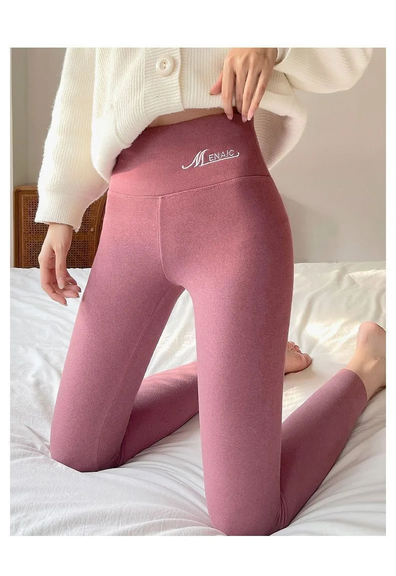 1pcs Leggings For Women Spring Autumn No Trace Slim Elastic HighWaisted Warm Pants Sports Fitness Black 250304