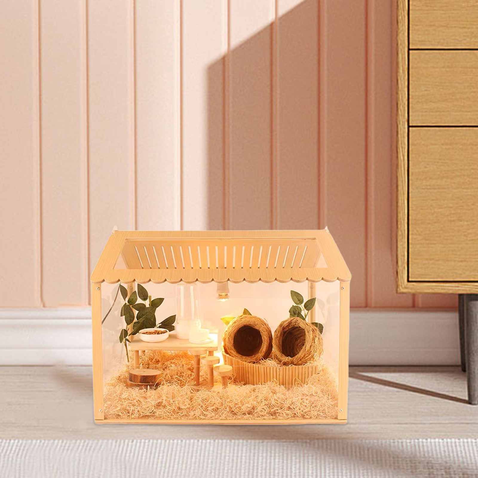 Wood Hamster House Exercise Toy Small Animals Nesting Habitat Decors Nesting Villa for Gerbils Guinea Pig Pet Supplies
